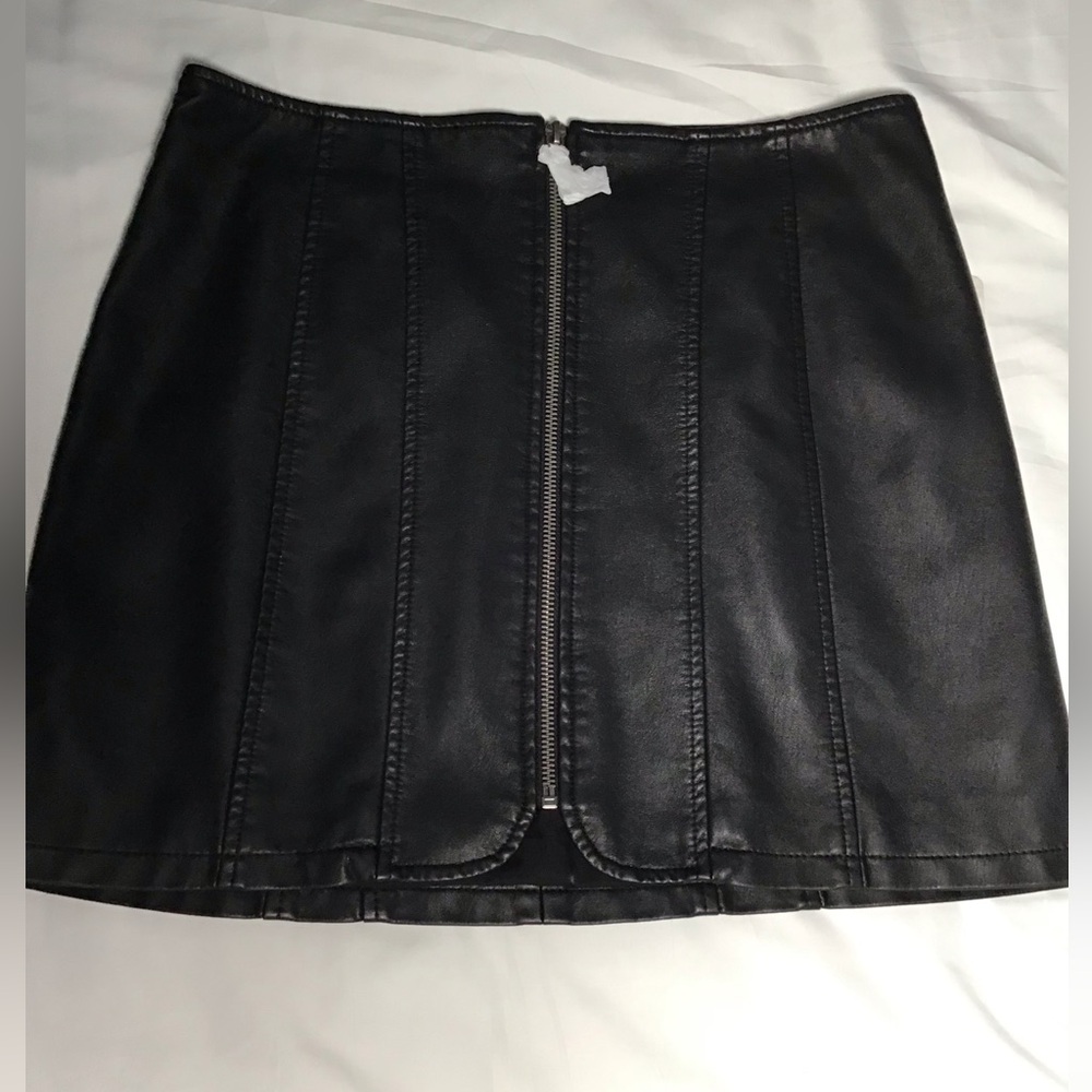 NWT Free People Black Faux Leather Mini Skirt